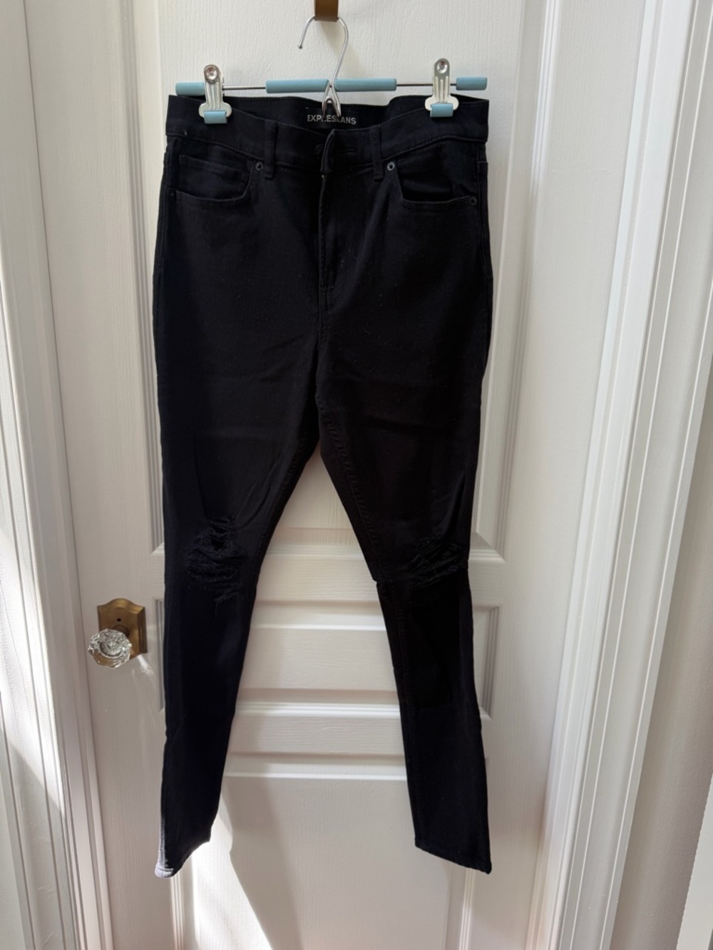 Express Black Distressed Skinny High Waisted Legging Jeans